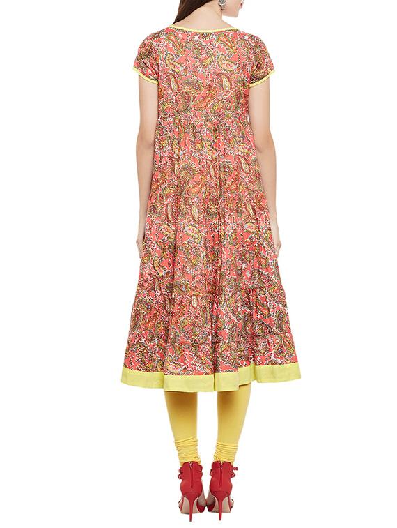 multi cotton flared kurta - 14499394 - Zoom Image - 3