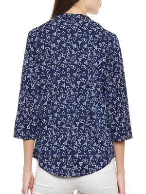 Navy blue crepe top - 14499395 - Standard Image - 3