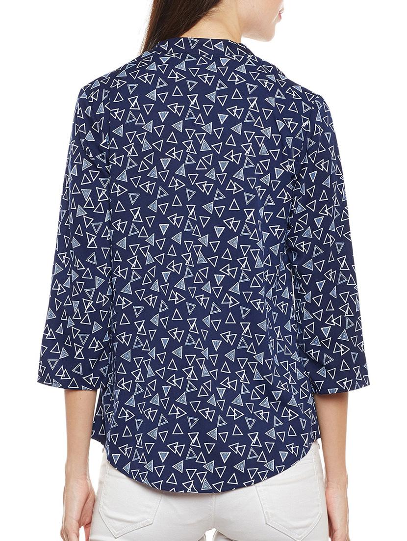 Navy blue crepe top - 14499395 - Zoom Image - 3