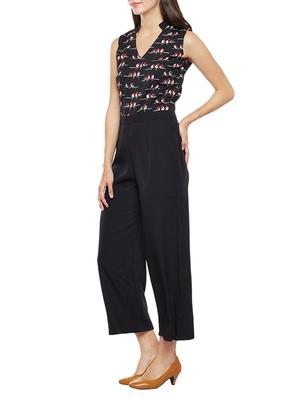 black crepe full leg jumpsuit - 14499597 - Standard Image - 3