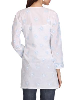 ada white cotton straight kurti - 14501507 - Standard Image - 3