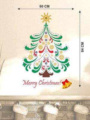 Creatick Studio Merry Christmas Tree Colourful Wall Sticker Standard Size - 84 CM X 60 CM Color - Multicolor - 14503940 - Standard Image - 3