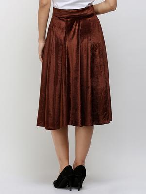 brown velvet flared skirt - 14504438 - Standard Image - 3
