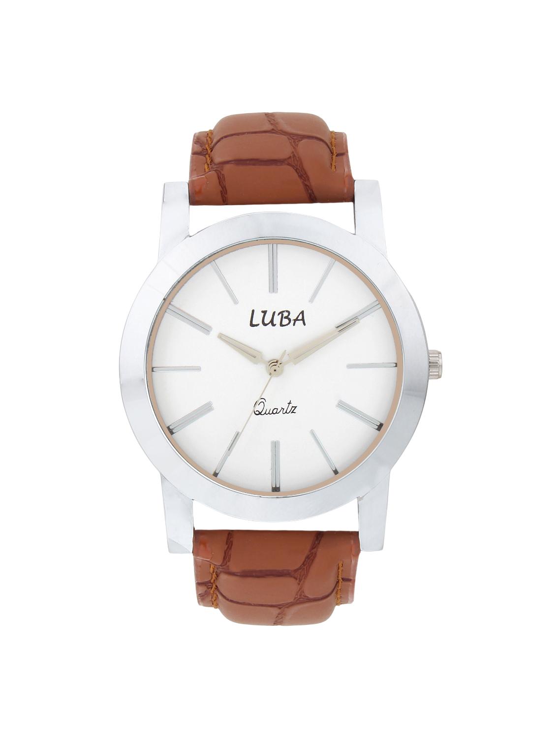 Luba Black N White Dial Watch Combo For Men With Brown Strap - 14505203 - Zoom Image - 3