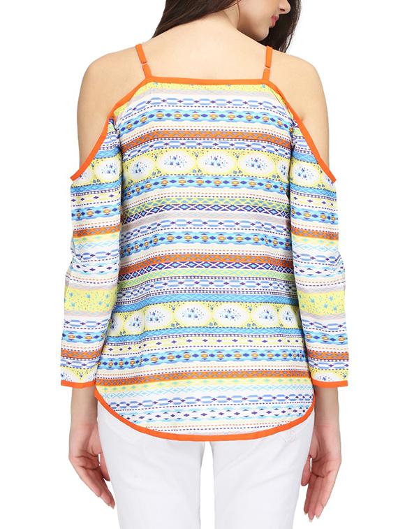 Cold shoulder button down top - 14506322 - Zoom Image - 3