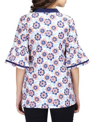 Tie neck floral flared sleeved - 14506357 - Standard Image - 3