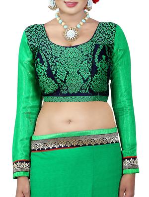 green georgette bordered saree with blouse - 14506429 - Standard Image - 3