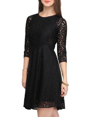 black net aline dress - 14506463 - Standard Image - 3