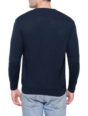 navy blue self design pullover - 14510033 - Standard Image - 3