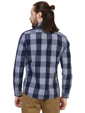 navy blue cotton blend casual shirt - 14510765 - Standard Image - 3
