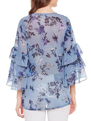 blue georgette ruffle top - 14511192 - Standard Image - 3