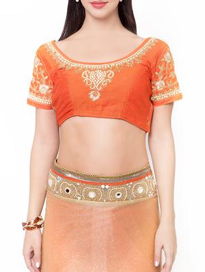 orange half and half saree with blouse - 14512234 - Standard Image - 3