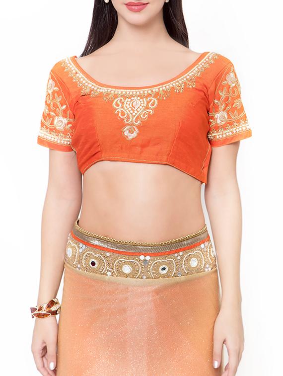 orange half and half saree with blouse - 14512234 - Zoom Image - 3