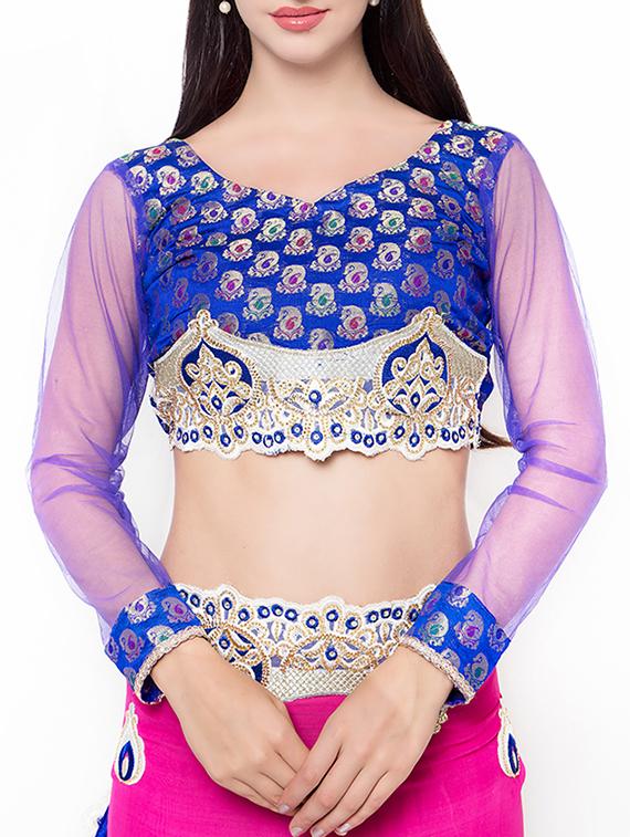 pink embroidered saree with blouse - 14512256 - Zoom Image - 3