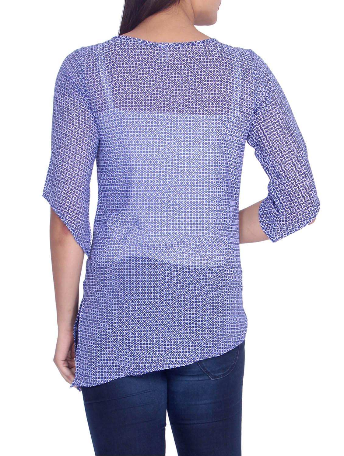 blue printed crepe top - 14512981 - Zoom Image - 3