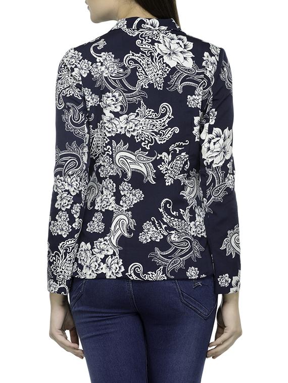 navy blue printed blazer - 14513058 - Zoom Image - 3