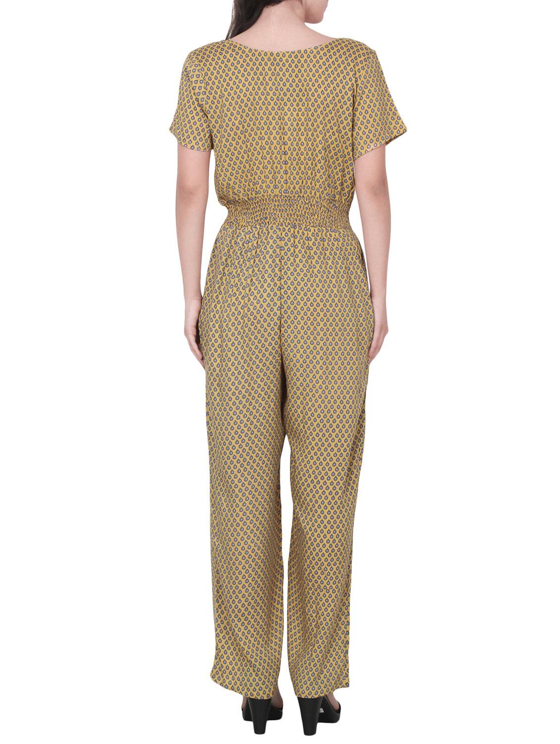 yellow rayon printed jumpsuit - 14513901 - Zoom Image - 3