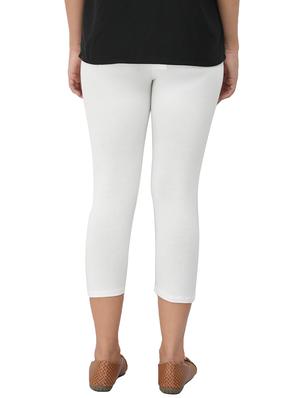 white cotton lycra capri legging - 14514772 - Standard Image - 3