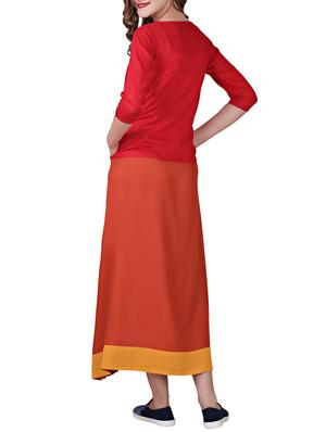 red rayon asymmetric kurta - 14515044 - Standard Image - 3