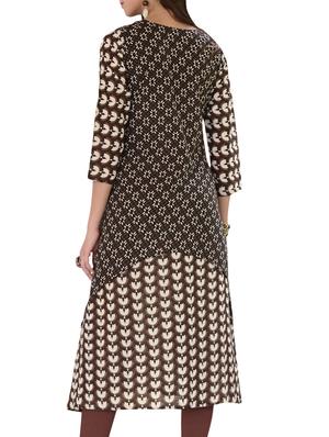 brown poly cotton a-line kurta - 14515258 - Standard Image - 3