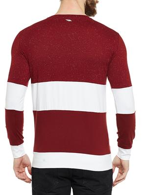 maroon cotton color block t-shirt - 14515493 - Standard Image - 3