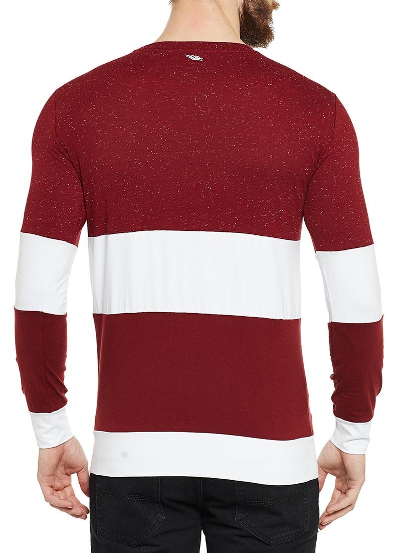 maroon cotton color block t-shirt - 14515493 - Zoom Image - 3