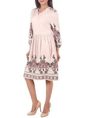 pink cotton fit & flare dress - 14516272 - Standard Image - 3