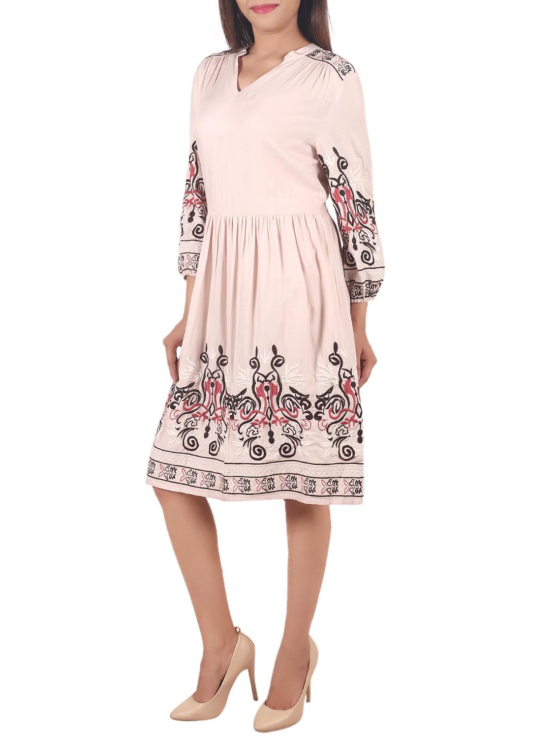 pink cotton fit & flare dress - 14516272 - Zoom Image - 3