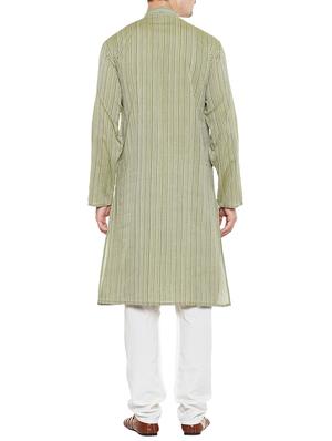 green cotton long kurta - 14517389 - Standard Image - 3
