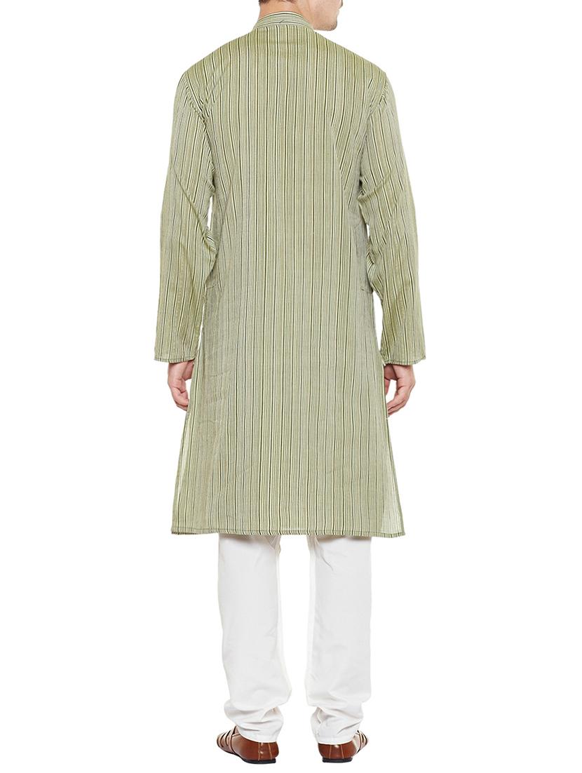 green cotton long kurta - 14517389 - Zoom Image - 3