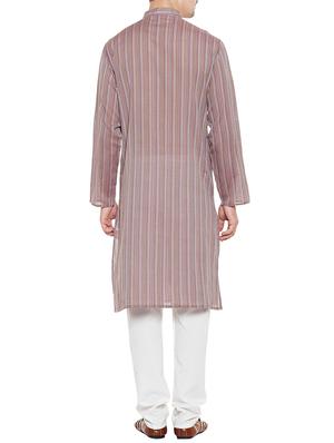 purple cotton long kurta - 14517390 - Standard Image - 3