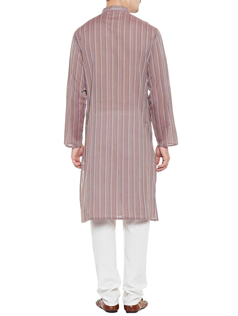 purple cotton long kurta - 14517390 - Zoom Image - 3