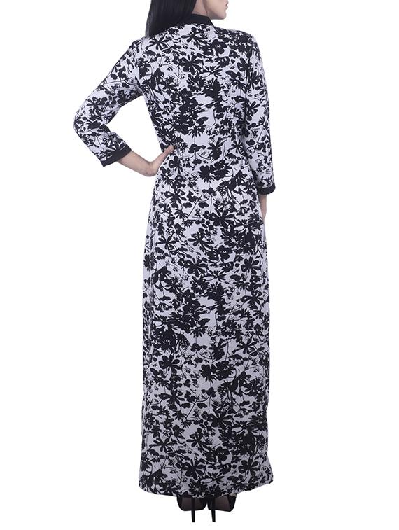 monochrome crepe high slit kurta - 14520718 - Zoom Image - 3