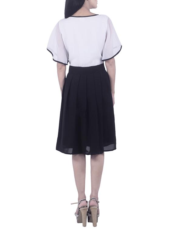 white georgette fit & flare dress - 14520722 - Zoom Image - 3