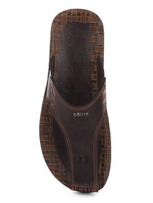 brown leatherette slip on slippers - 14521404 - Standard Image - 3