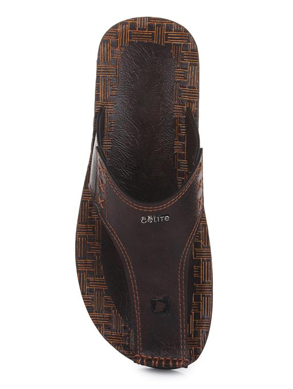 brown leatherette slip on slippers - 14521404 - Zoom Image - 3