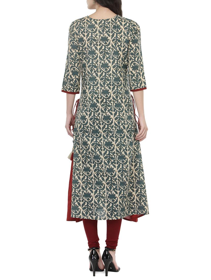 a-line Dabu print kurta - 14521494 - Zoom Image - 3