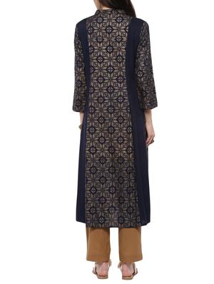 blue viscose flared kurta - 14527357 - Standard Image - 3