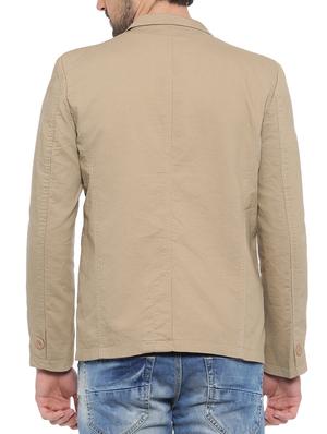 brown cotton casual blazer - 14527424 - Standard Image - 3