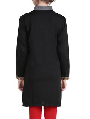 black wool woolen kurta - 14527468 - Standard Image - 3