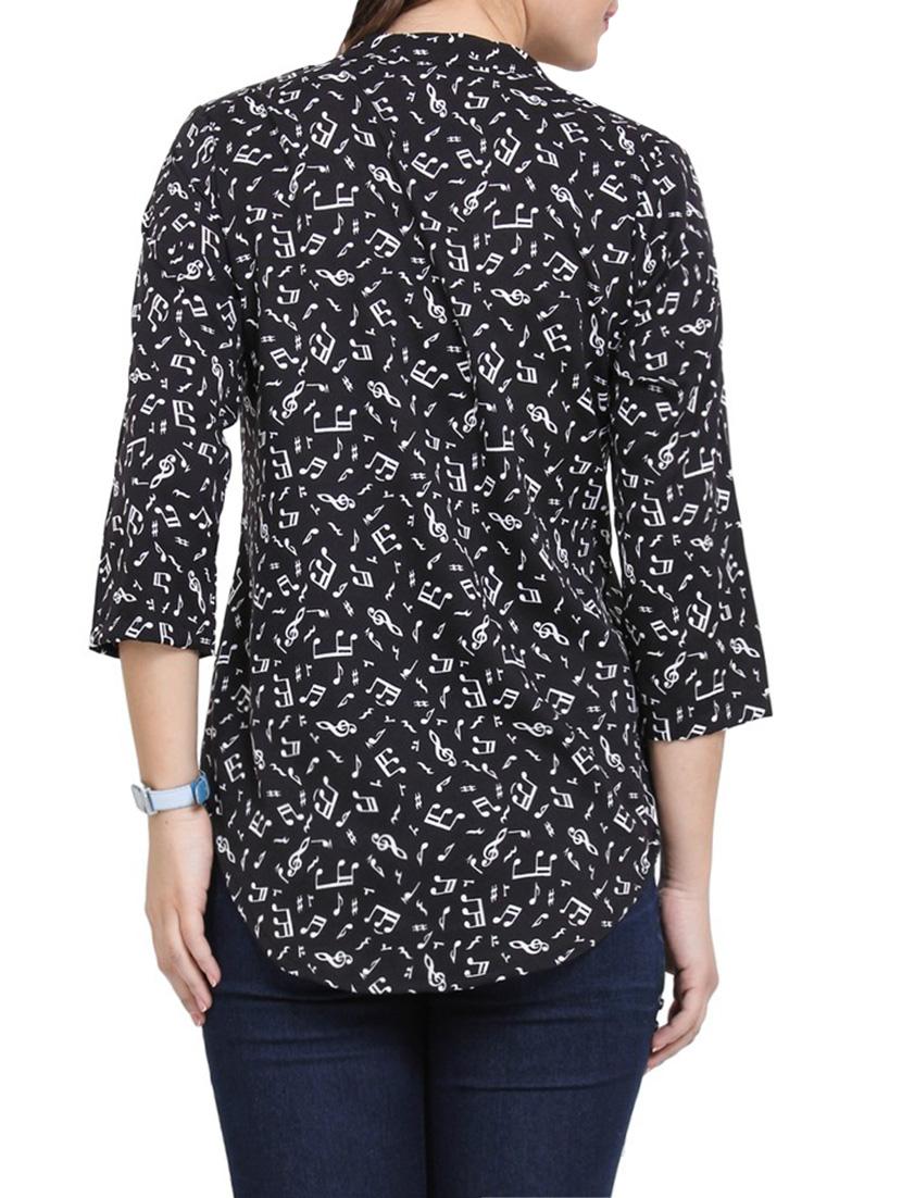 black poly crepe top - 14528736 - Zoom Image - 3