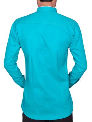 turquoise cotton blend casual shirt - 14529094 - Standard Image - 3