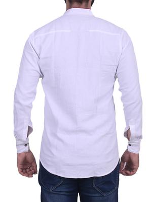 white cotton blend casual shirt - 14529096 - Standard Image - 3