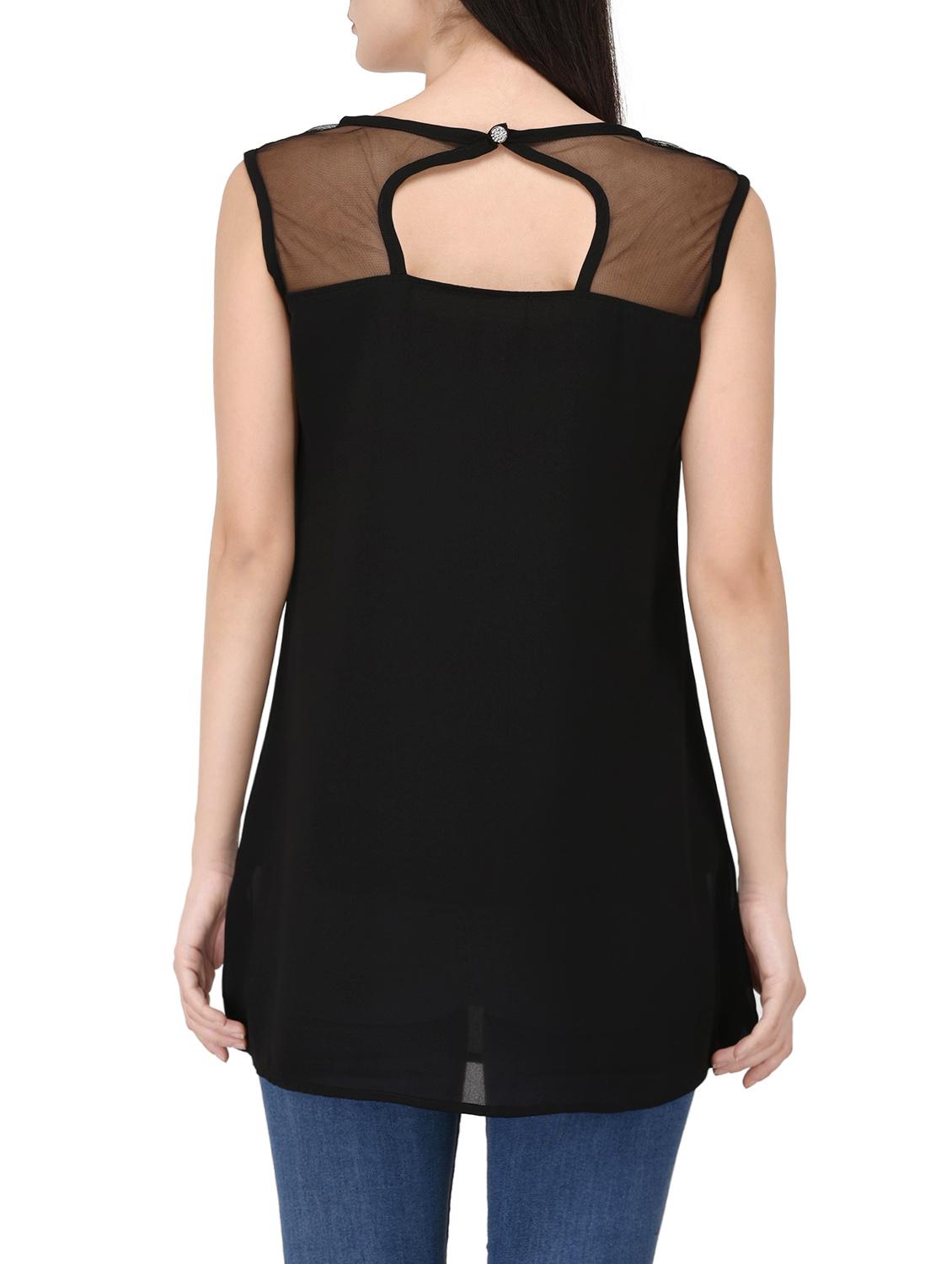 solid black georgette tunic - 14529183 - Zoom Image - 3