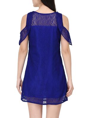 blue silk blend shift dress - 14529309 - Standard Image - 3