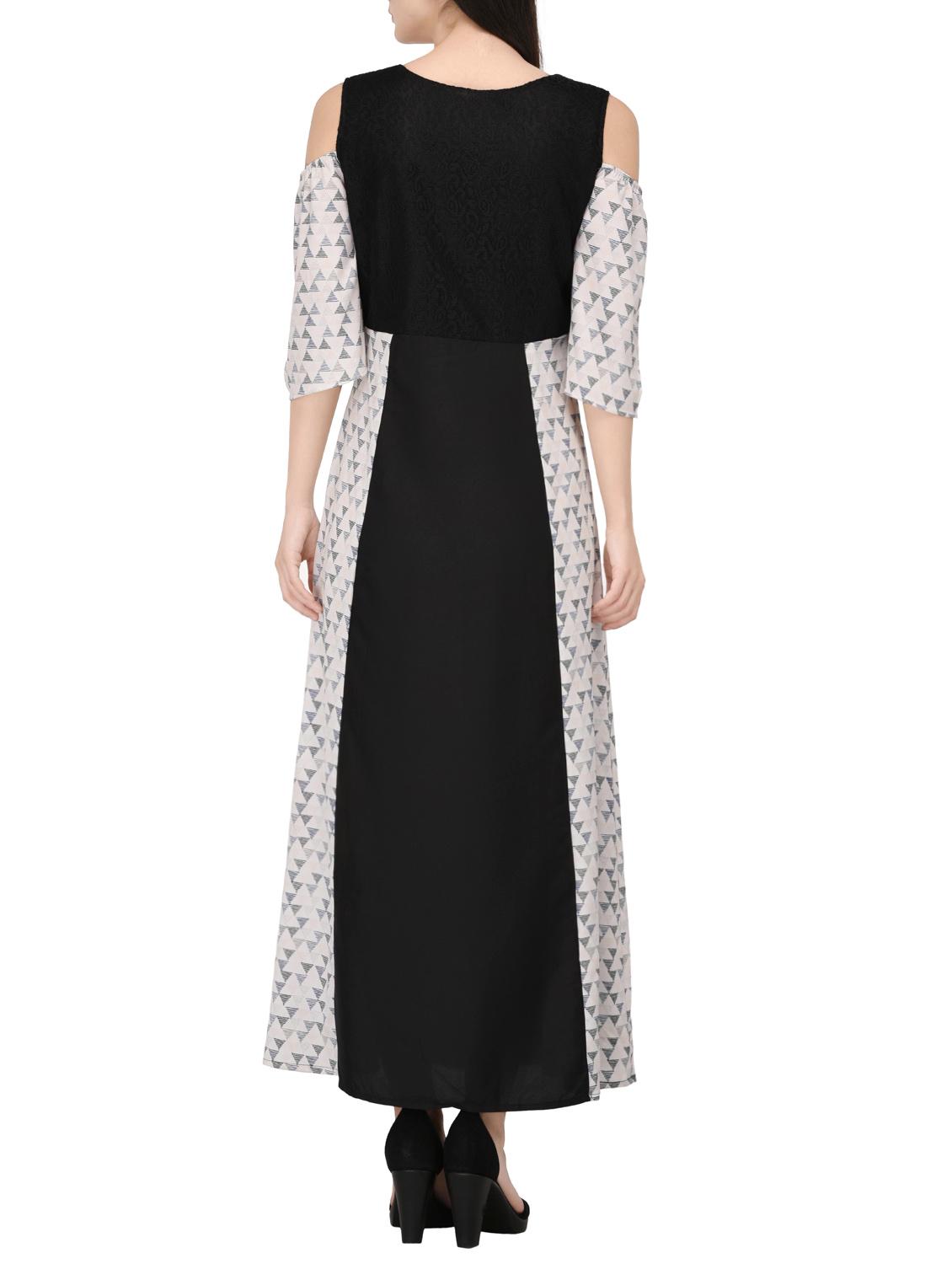 black printed a-line dress - 14529312 - Zoom Image - 3