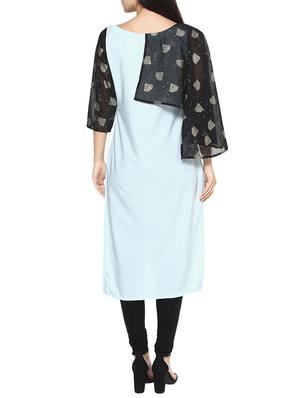 sky blue crepe straight kurta - 14529770 - Standard Image - 3