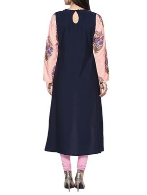 pink crepe asymmmetric kurta - 14529776 - Standard Image - 3