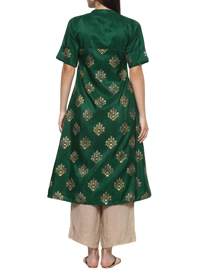 Dark green flared kurta - 14529780 - Zoom Image - 3