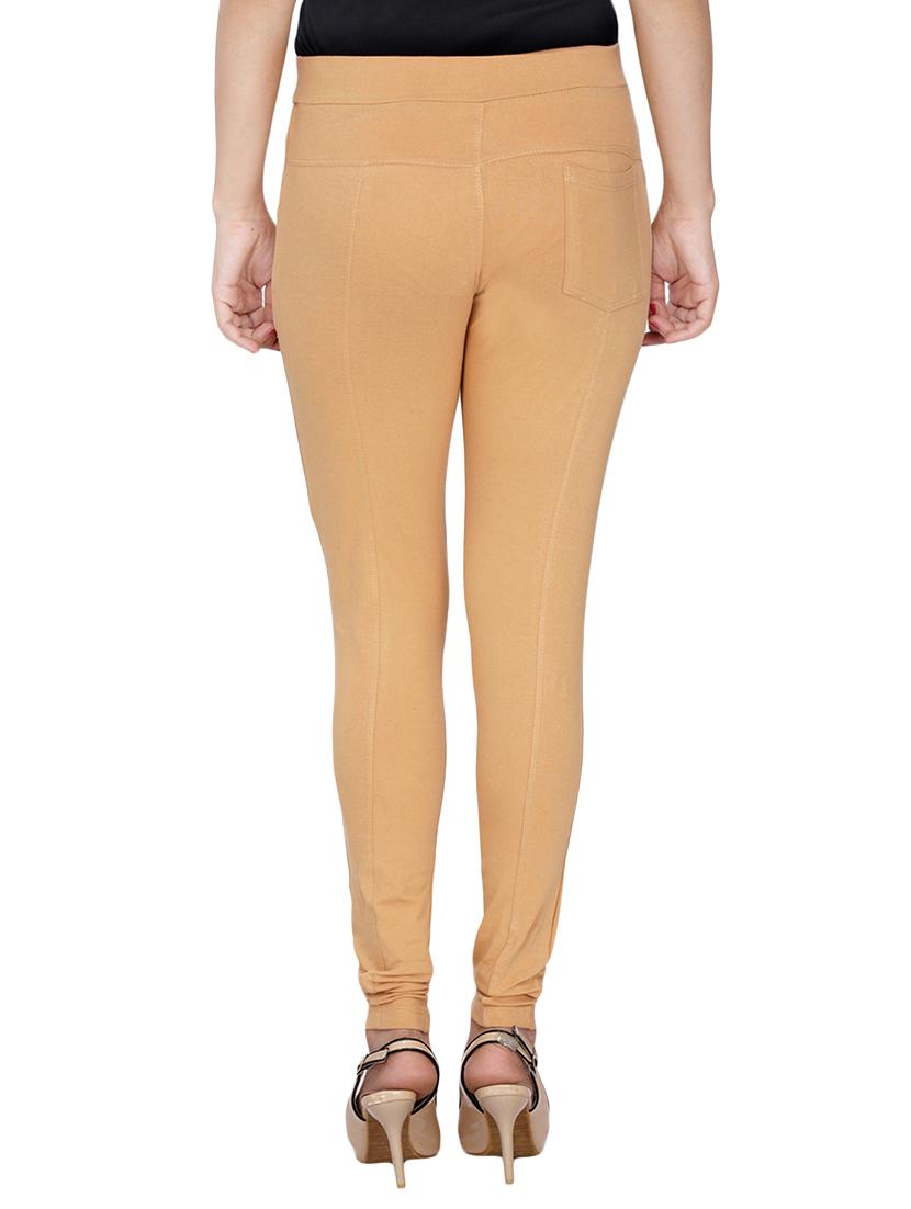 beige cotton lycra jeggings - 14529900 - Zoom Image - 3